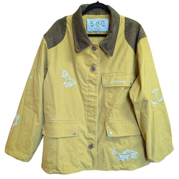 Sea New York Clyde Barn Jacket Embroidered Cotton Chore Mustard XL Corduroy - Picture 3 of 7